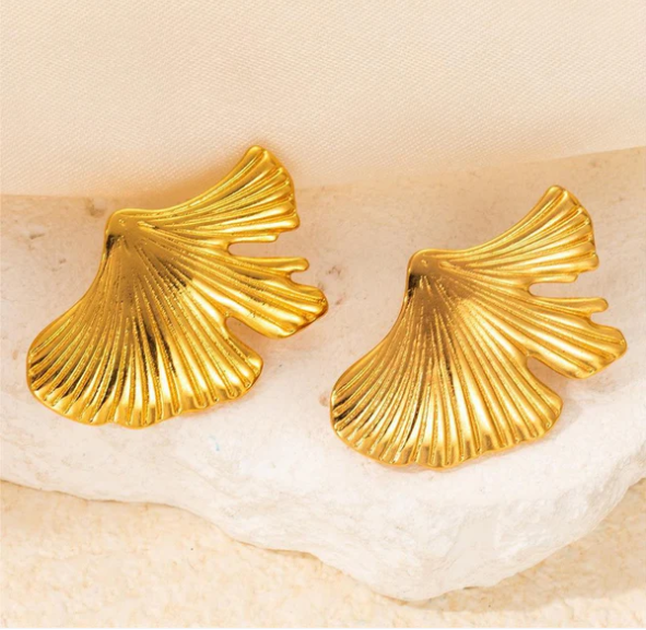 Golden Ginkgo Leaf Earring
