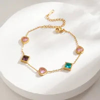 Colorful Heart Square Rhinestone Bracelet