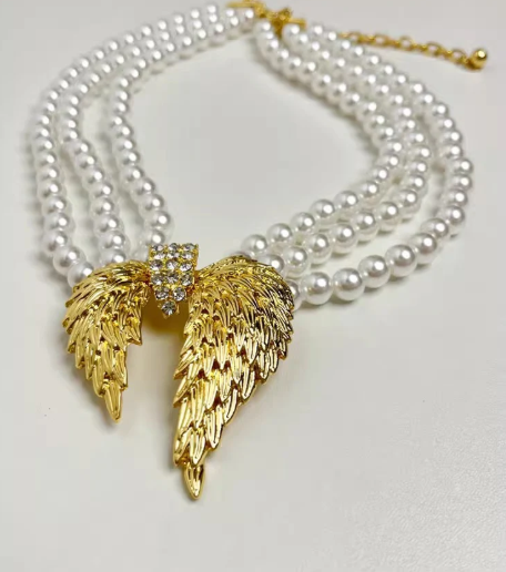 Aetherial Pearl Wing Necklace