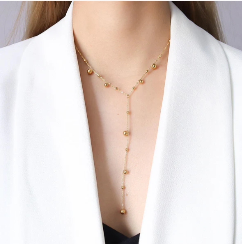 Golden Droplet Layer Necklace