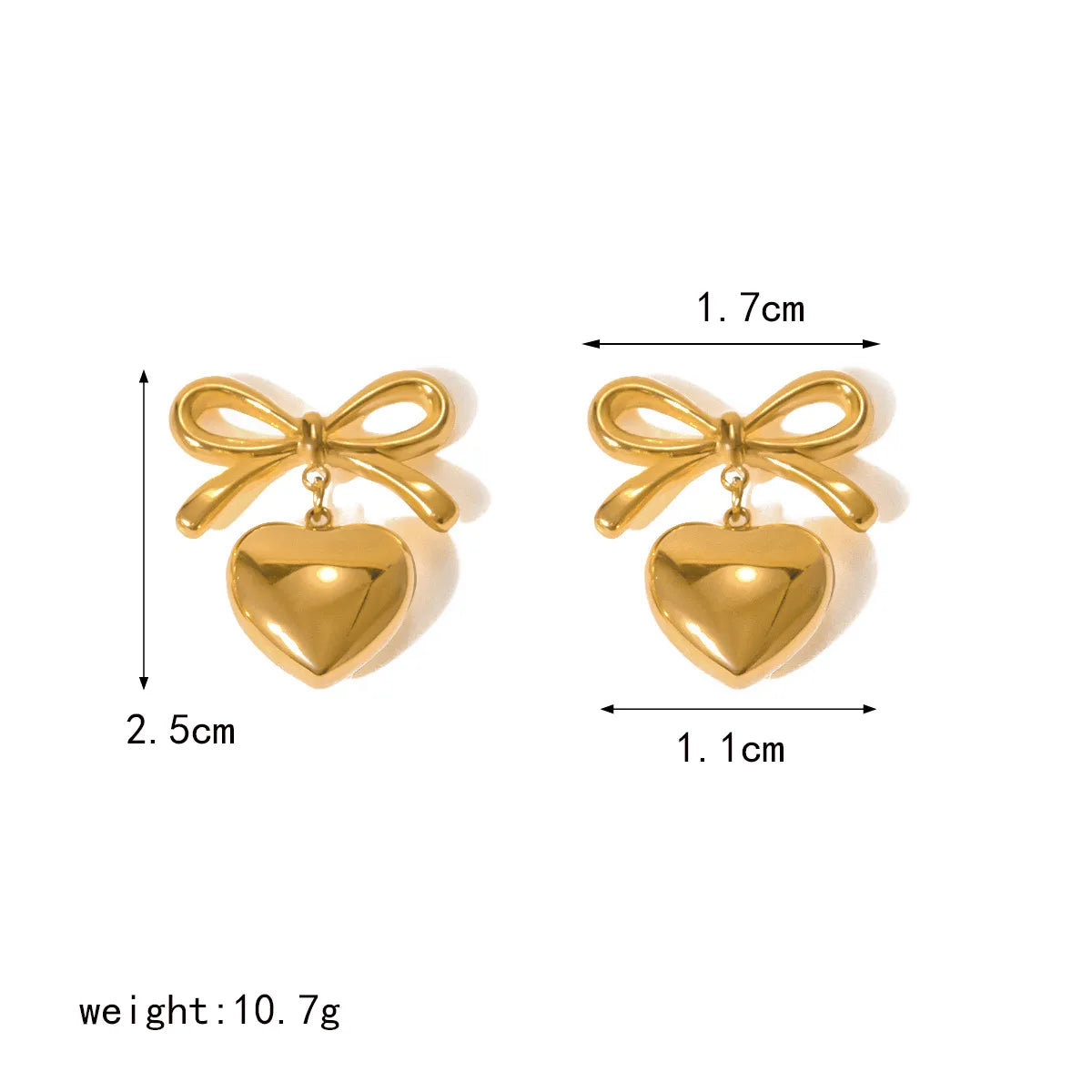 Heart Bow 18k Gold Platted Earring