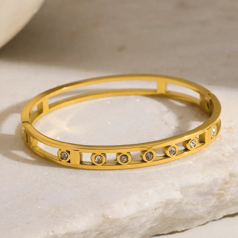 Round Flower 18K Gold Plated Bracelet