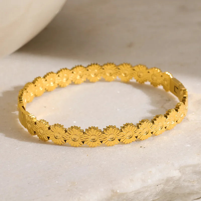Round Flower 18K Gold Plated Bracelet