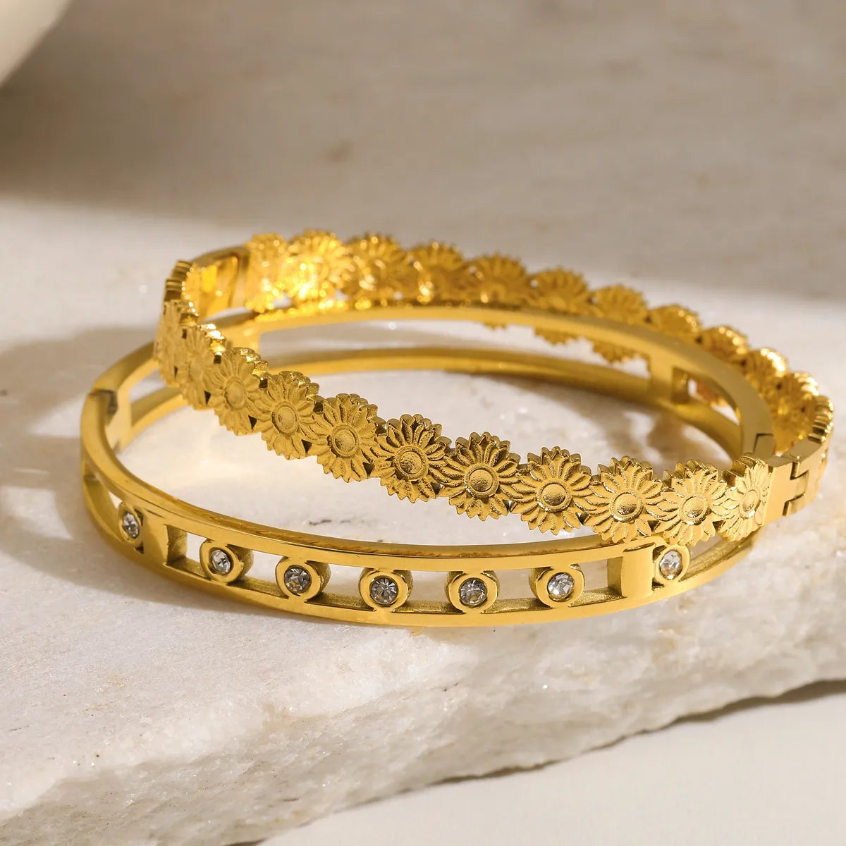 Round Flower 18K Gold Plated Bracelet