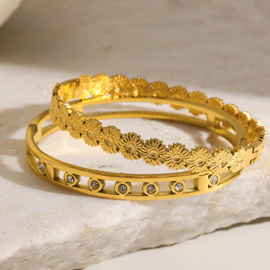 Round Flower 18K Gold Plated Bracelet