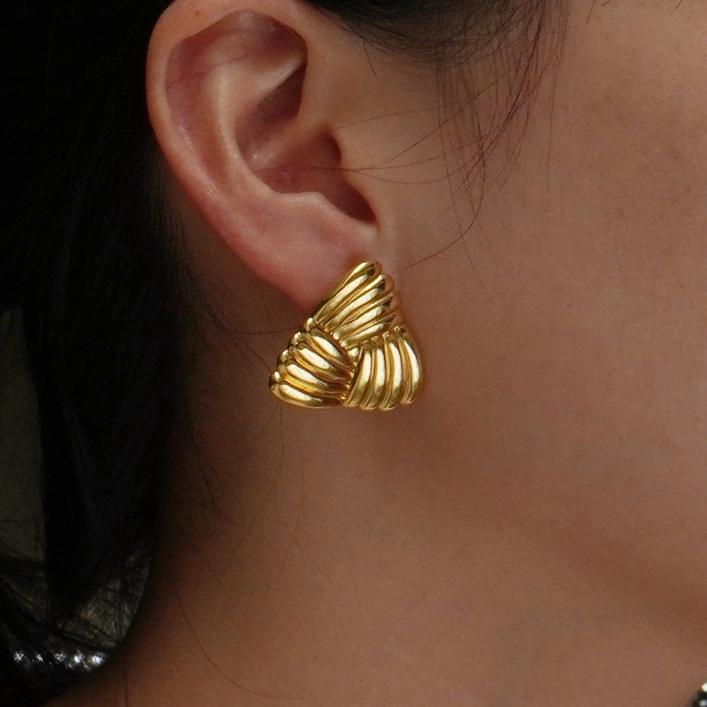 Triangle Abstract Gold Plated Earring