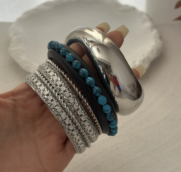 Mosaic Metal Stack Bracelet