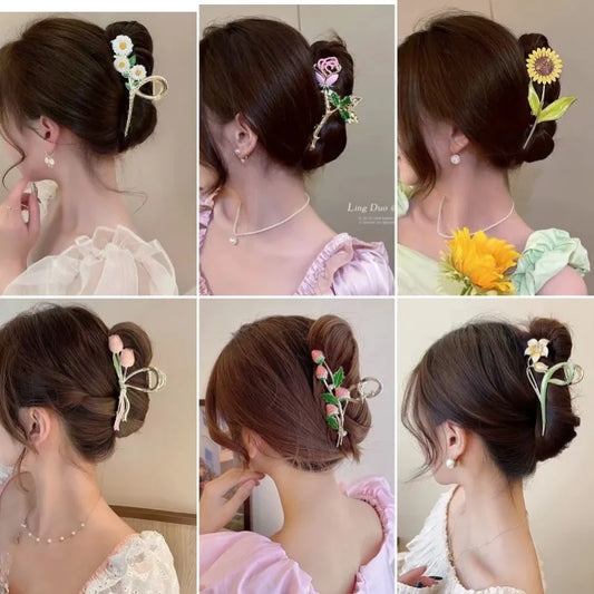 Flower Alloy Plating Hairpin