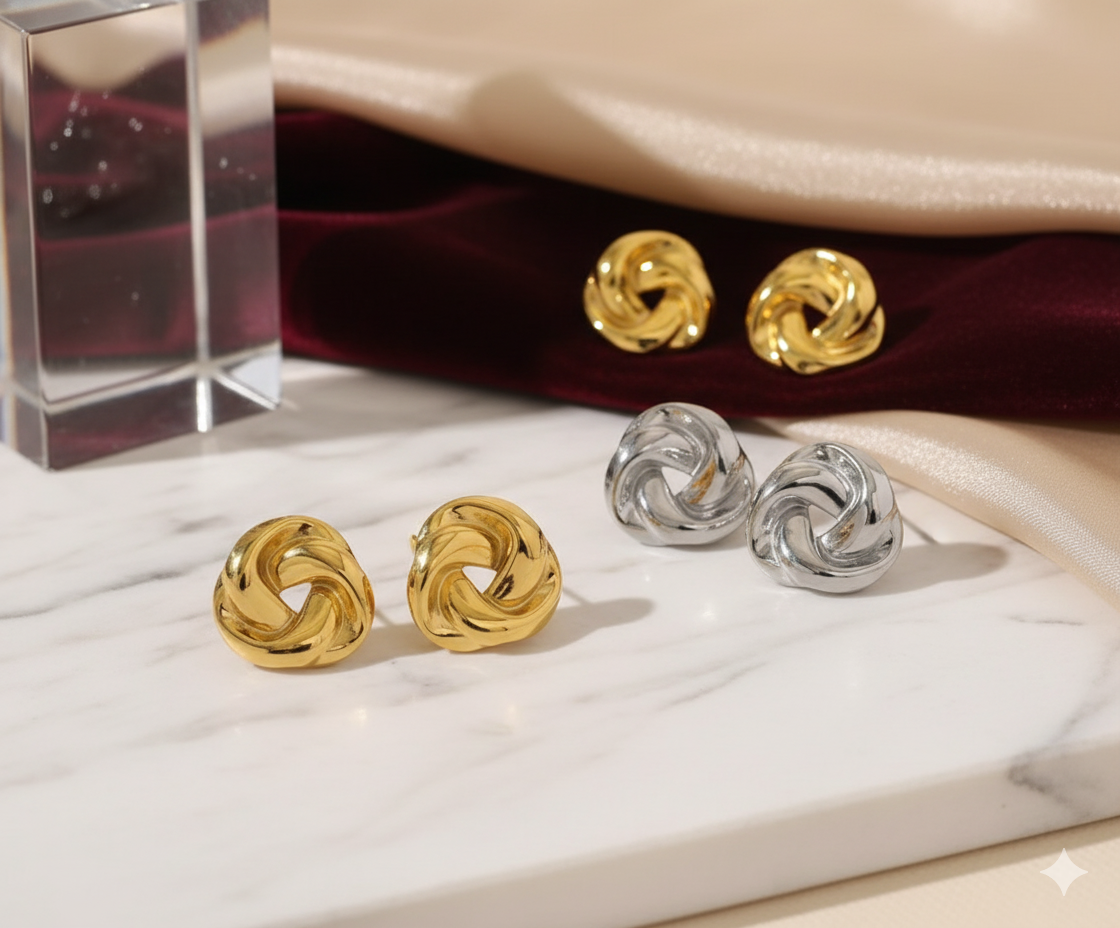 Braided Golden Stud Earring