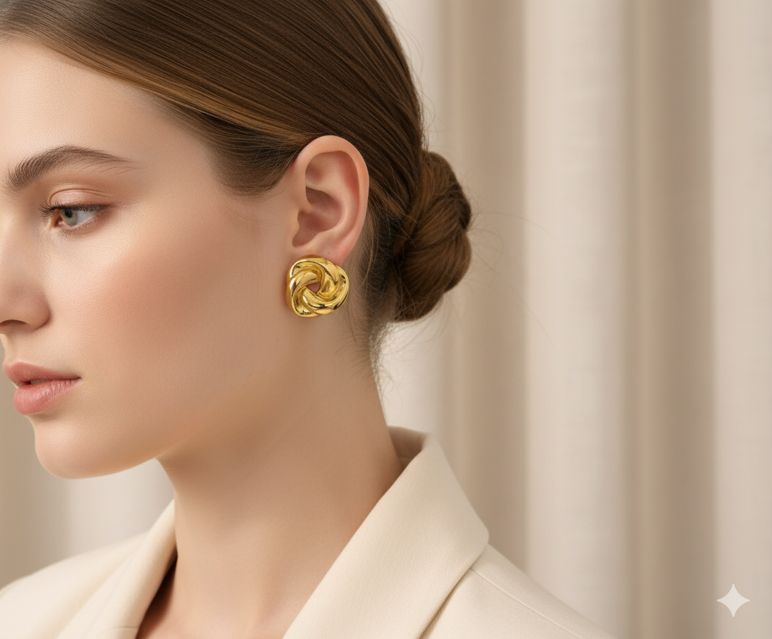 Braided Golden Stud Earring