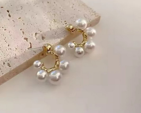 C Shape Pearl Hoop Earring