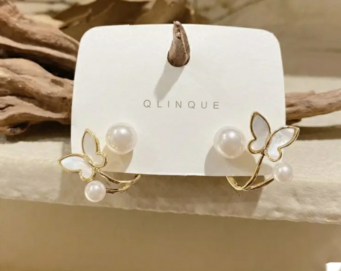 Pretty Enamel Butterfly Stud Earring