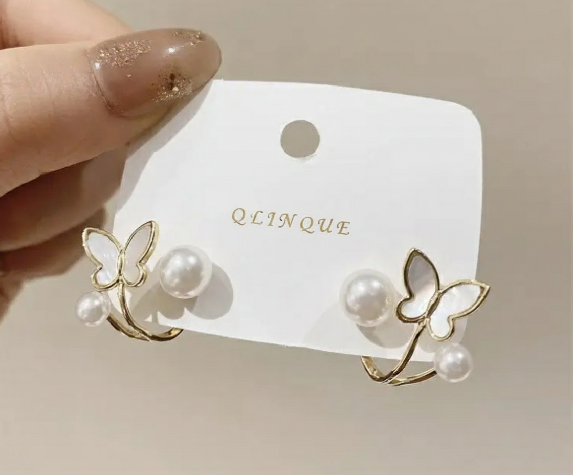 Pretty Enamel Butterfly Stud Earring