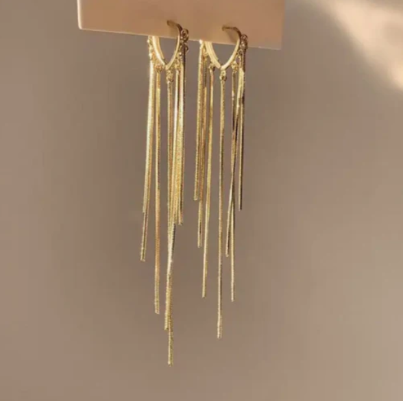 Multi Layer Love Heart Long Link Chain Earring