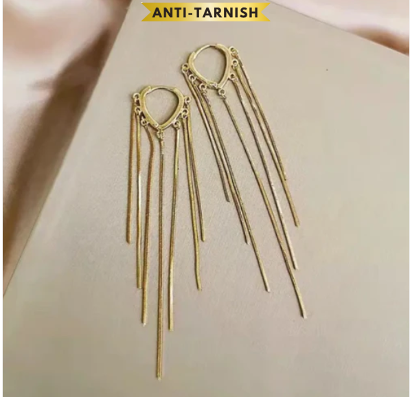 Multi Layer Love Heart Long Link Chain Earring