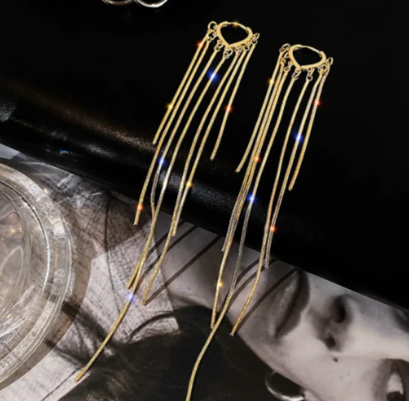 Multi Layer Love Heart Long Link Chain Earring