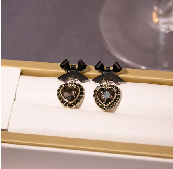 Bow Knot Love Heart Drop Earring
