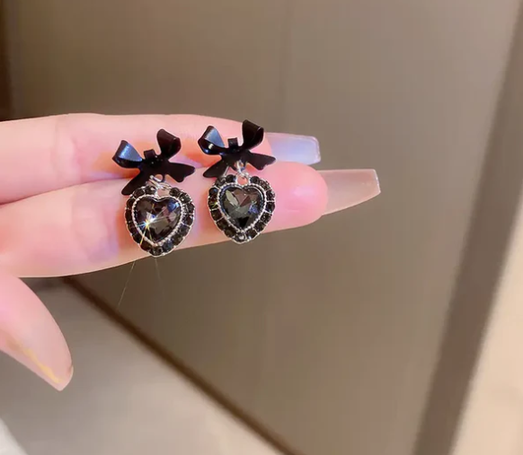 Bow Knot Love Heart Drop Earring