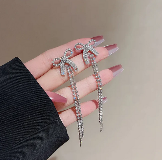 Crystal Bow Tassel Earring