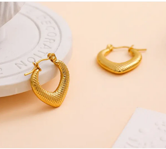Textured Classic Anti-Tarnish Hoop Earring