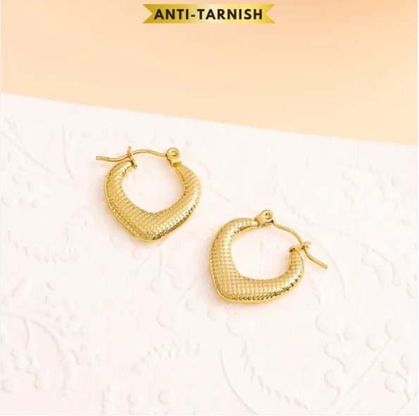 Textured Classic Anti-Tarnish Hoop Earring