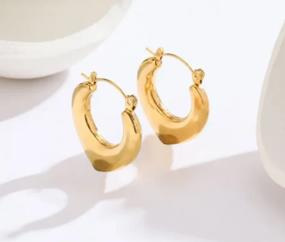 Textured Classic Anti-Tarnish Hoop Earring
