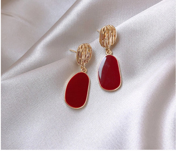 Scarlet Drop Textured Stud Earring