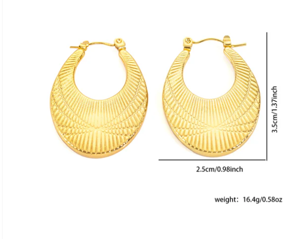 Golden Luxe Anti Tarnish Textured Hoop Earring