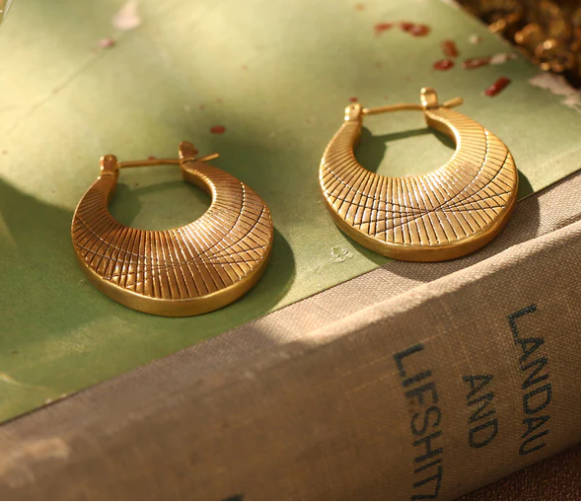 Golden Luxe Anti Tarnish Textured Hoop Earring