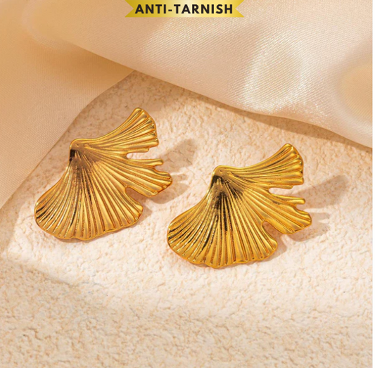 Golden Ginkgo Leaf Earring
