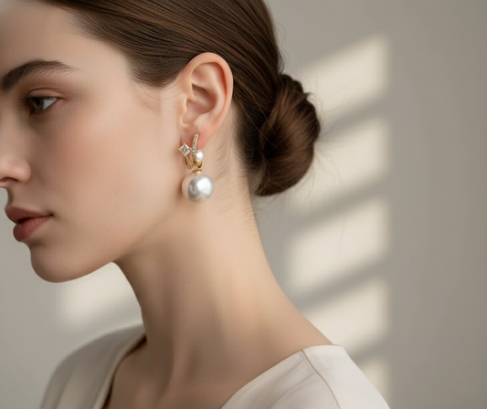 Gold Bohemian Pearl Earring