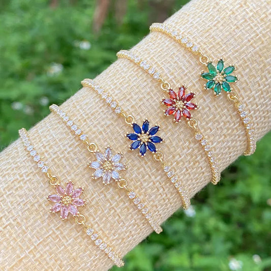 Shiny Flower 18k Gold Plated Bracelet