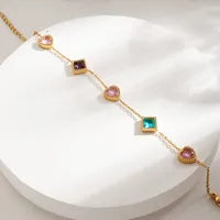 Colorful Heart Square Rhinestone Bracelet