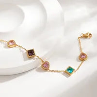 Colorful Heart Square Rhinestone Bracelet