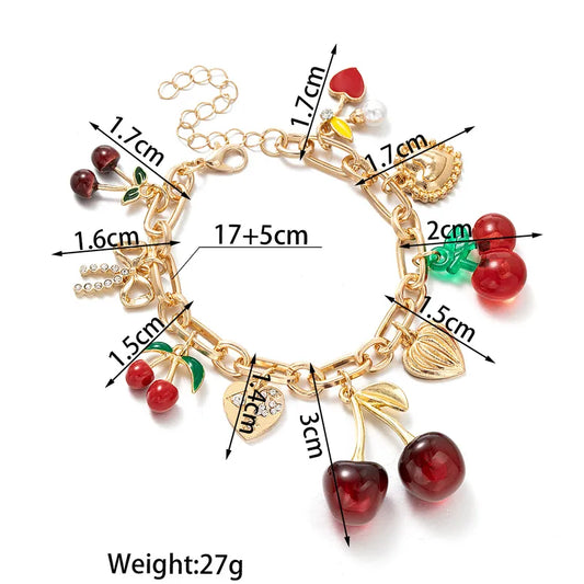 Cherry Heart Adjustable Bracelet