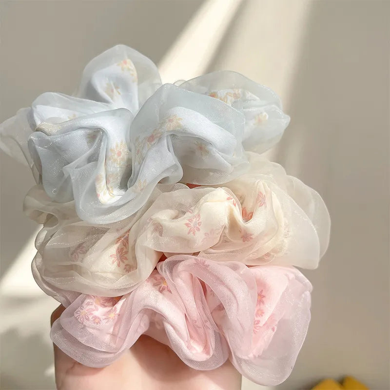 Stripe Flower Scrunchie