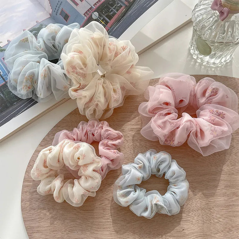 Stripe Flower Scrunchie