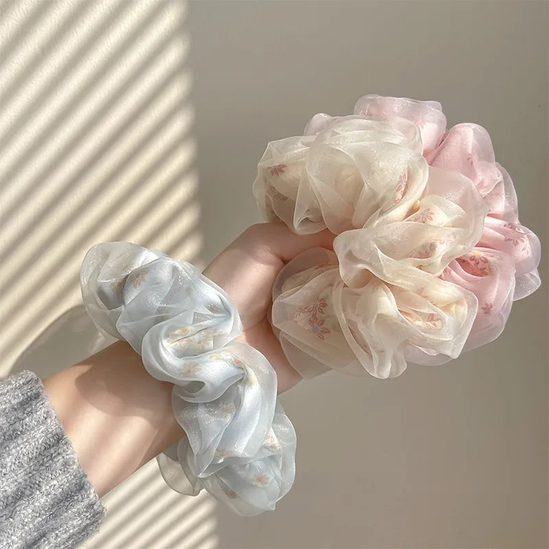 Stripe Flower Scrunchie