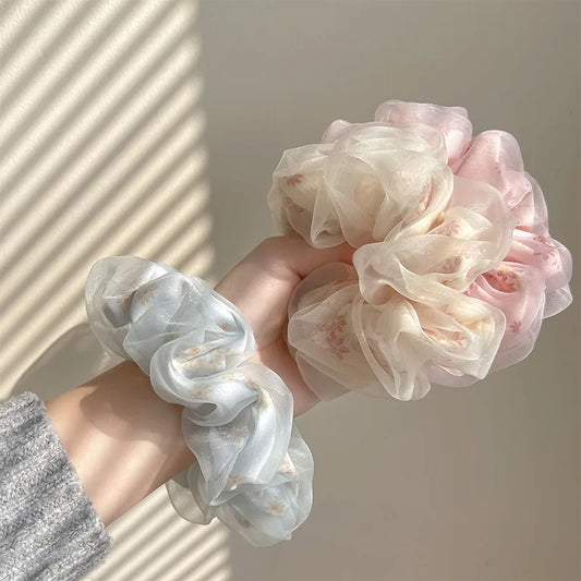 Stripe Flower Scrunchie