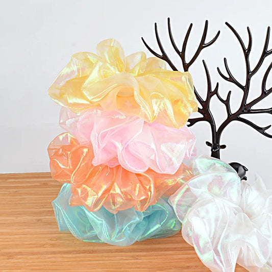 Korean Bright Silk Organza Hair Scrunchie