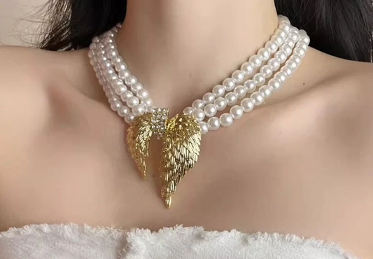 Aetherial Pearl Wing Necklace