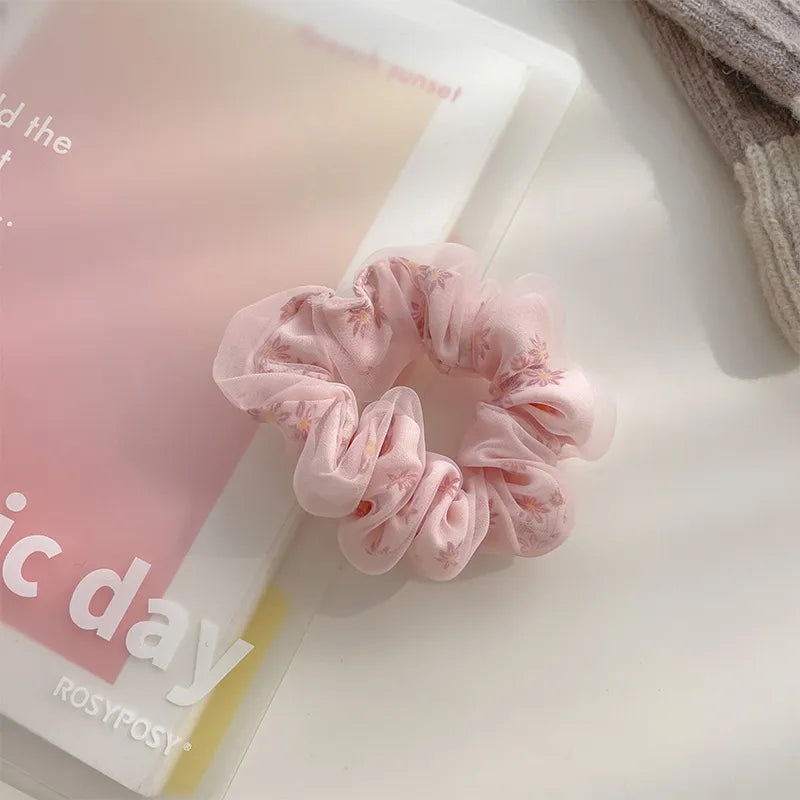 Stripe Flower Scrunchie