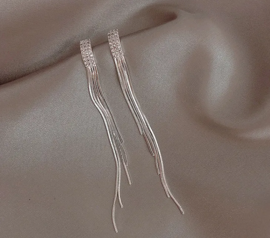 Glimmering Cascade Tassel Earrings