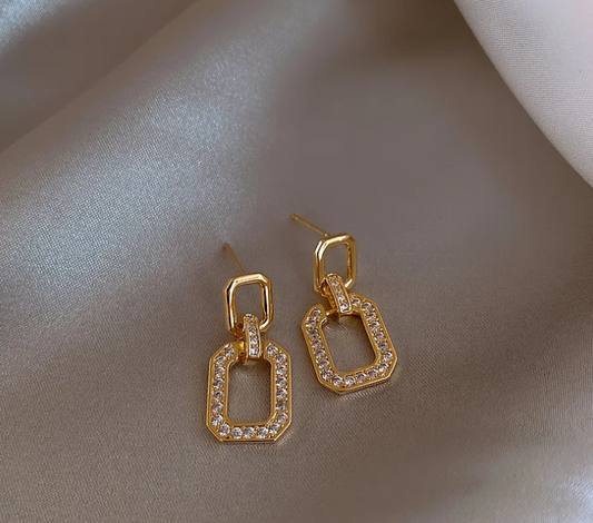 Pave Geometric Link Earrings