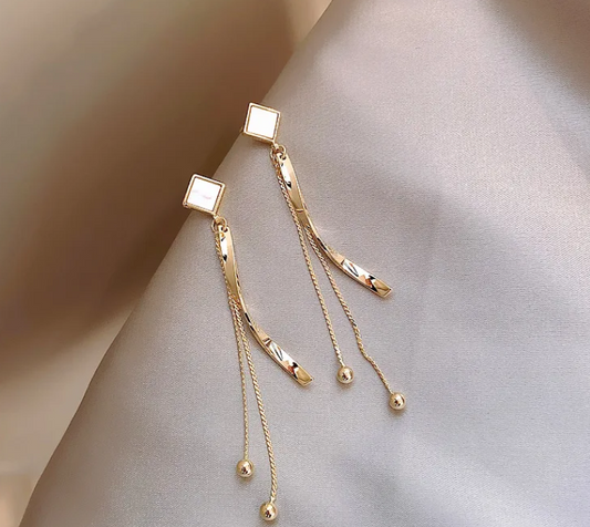Lustrous Flow Tassel Earrings
