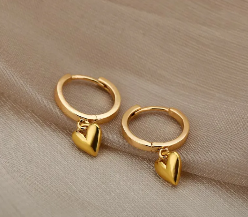 Dangle Heart Gold plated Anti-Tarnish Earring