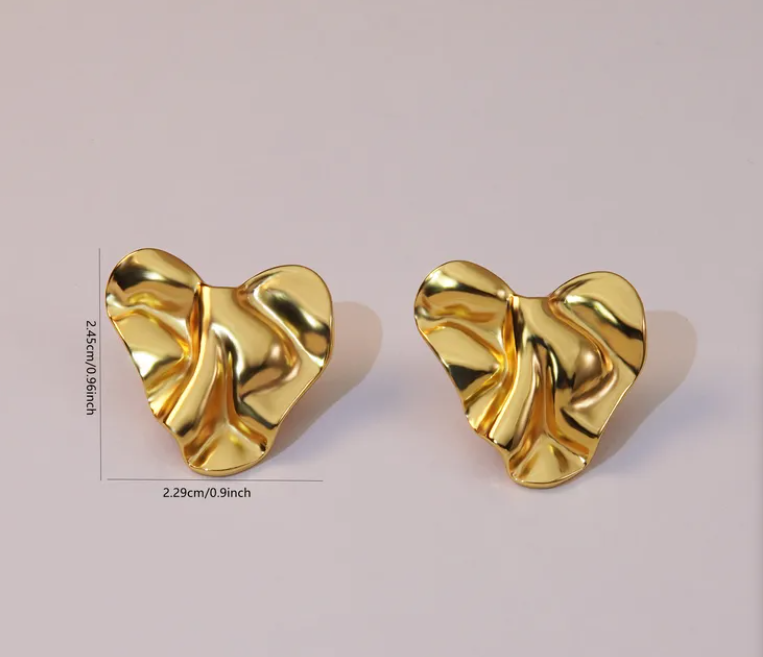 Heart Abstract Gold Plated Earning
