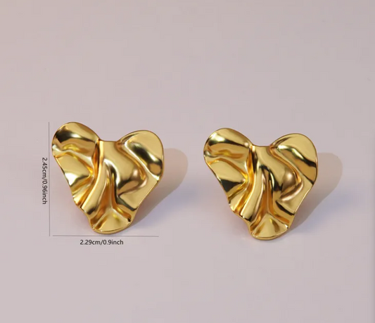 Heart Abstract Gold Plated Earning