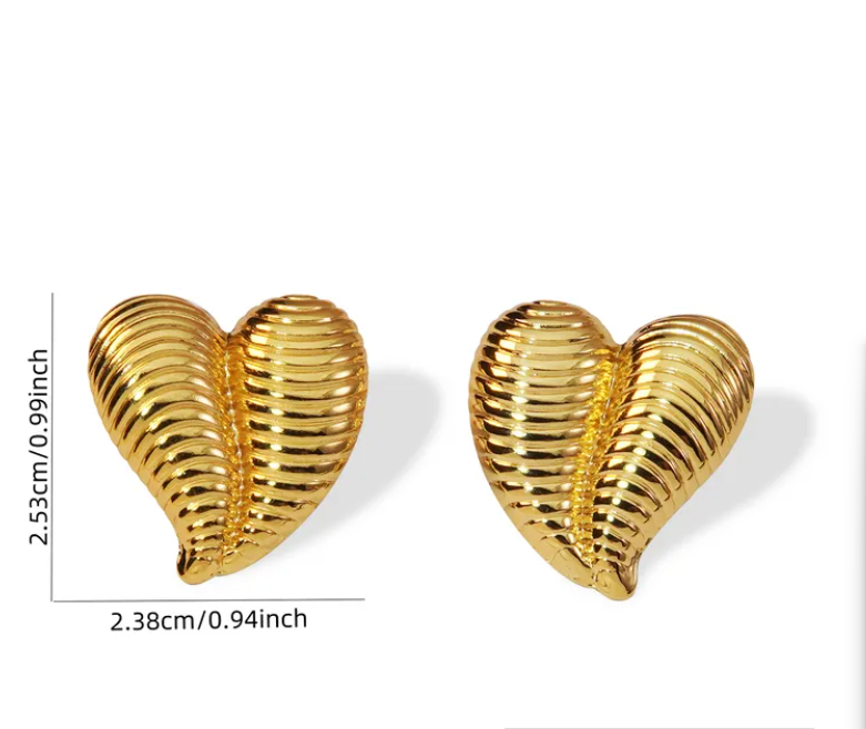 Heart Abstract Gold Plated Earning