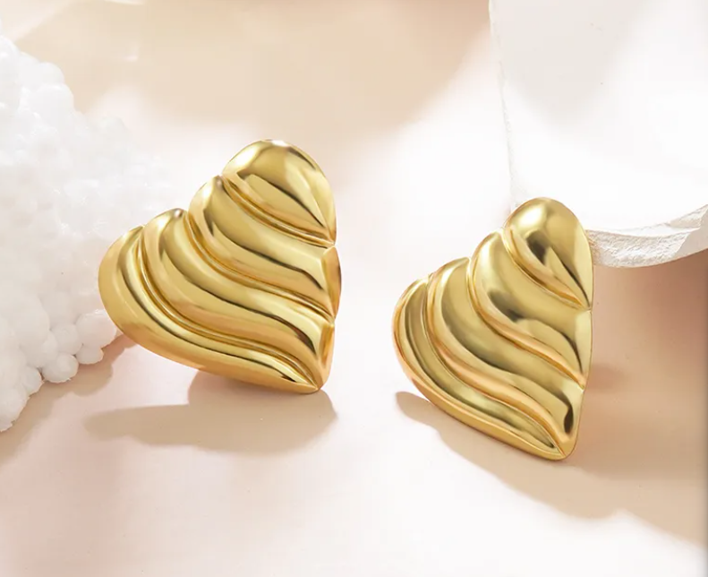 Heart Abstract Gold Plated Earning
